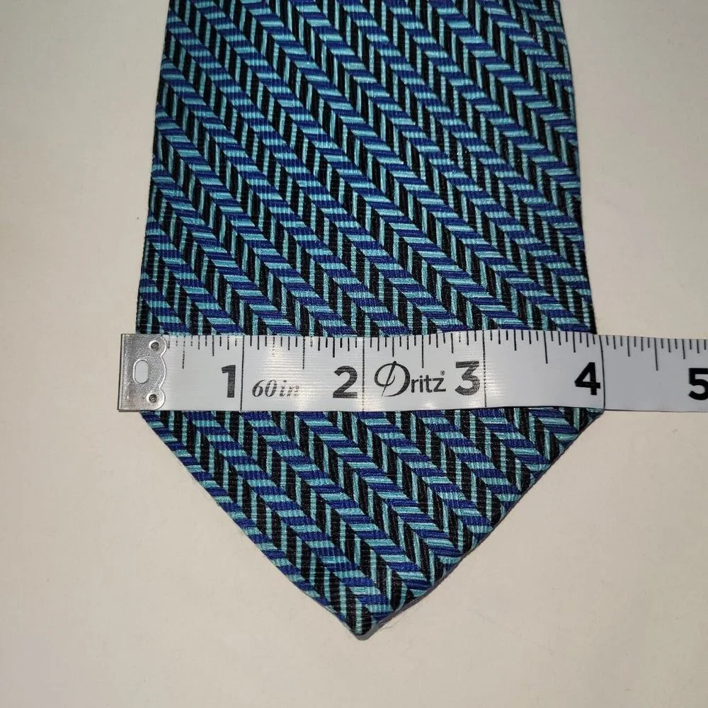 Cable & Co Mens Silk Neck Tie‎ Blue/Black Print Made in Italy